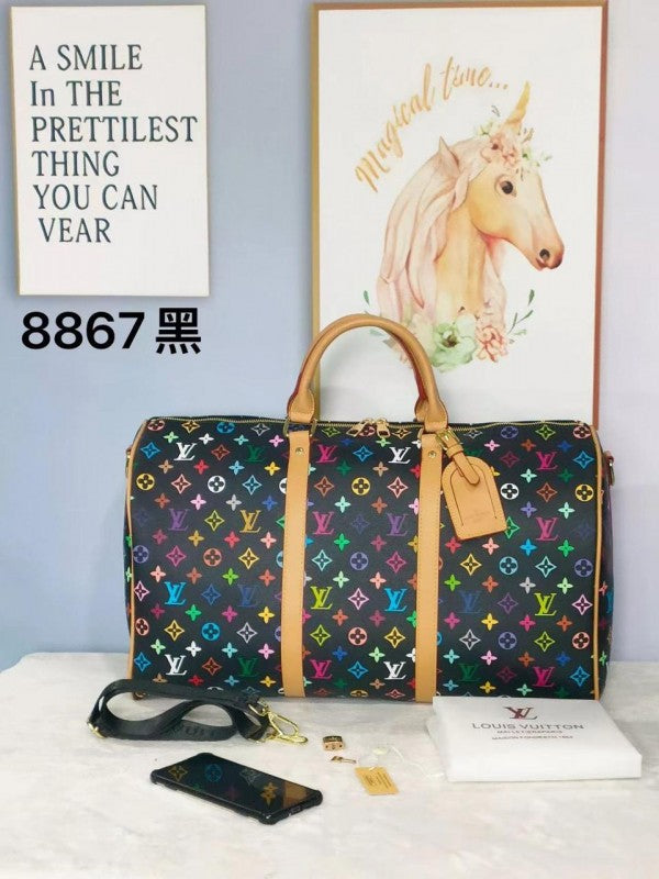 Louis  Vuitton  Keepall  Bandoulire  50  LV  Multicolor  Duffle  With  Dust  Bag  (8867)