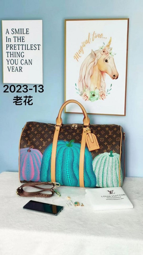 Louis  Vuitton  Keepall  Duffle  Bandouliere  Bag  Yayoi  Kusama  Pumpkins  Monogram  Canvas  45  (2023  13)
