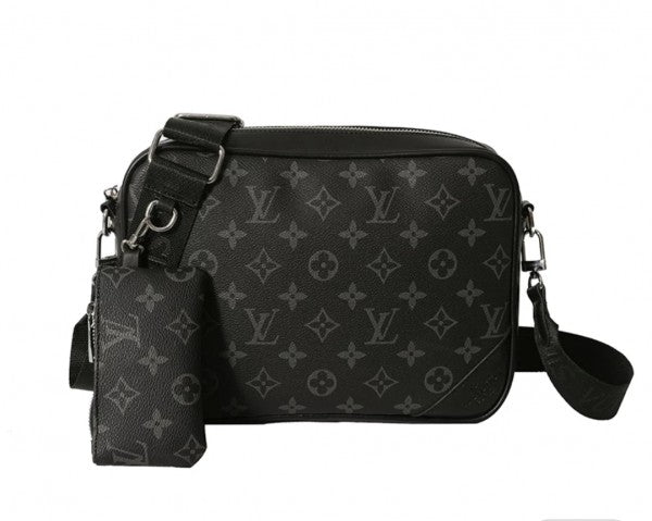 Louis  Vuitton  LV  X  Print  Messenger  Bag  Black  Monogram  Unisex  Wid  Dust  Bag  (830  Black)