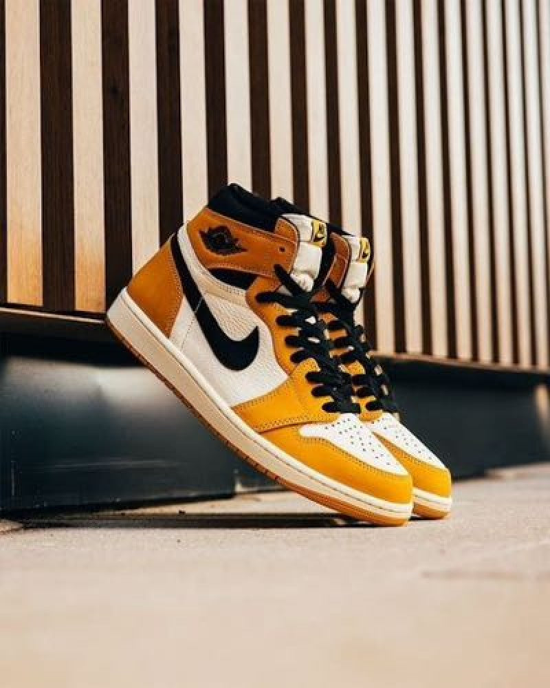 Nikee Air Jordan 1 High Retro OG Yellow Ocher Black Semi Ua