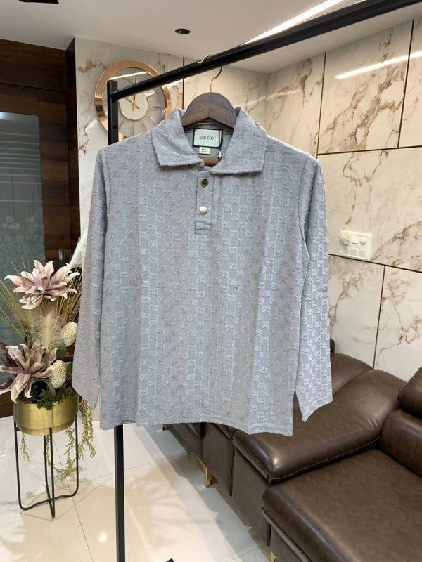 GUCC I MONOGRAM FULL SLEEVES POLO GRAY CC 131