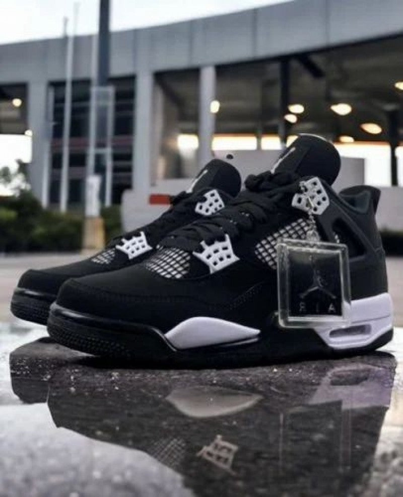 Nikee Air Jordan Retro 4 Black White Semi UA