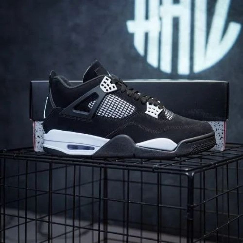 Nikee Air Jordan Retro 4 Black White Semi UA