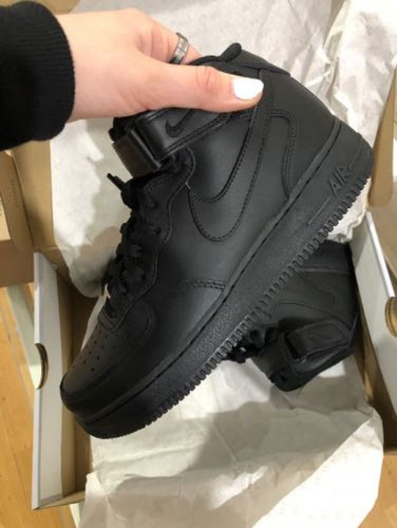 Nikee Airforce 1 Mid Leather All Black Fix