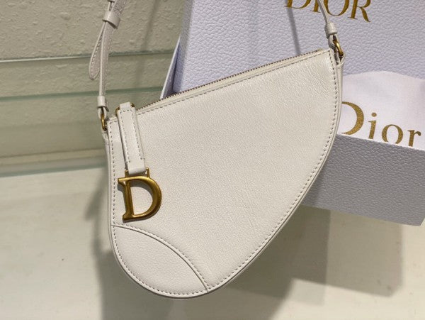 Christian  Dior  CD  Saddle  Rodeo  Bag  Pouch  With  OG  Box  &  Dust  Bag  (379  White)