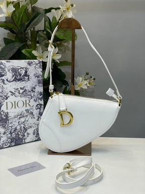 Christian  Dior  CD  Saddle  Rodeo  Bag  Pouch  With  OG  Box  &  Dust  Bag  (379  White)