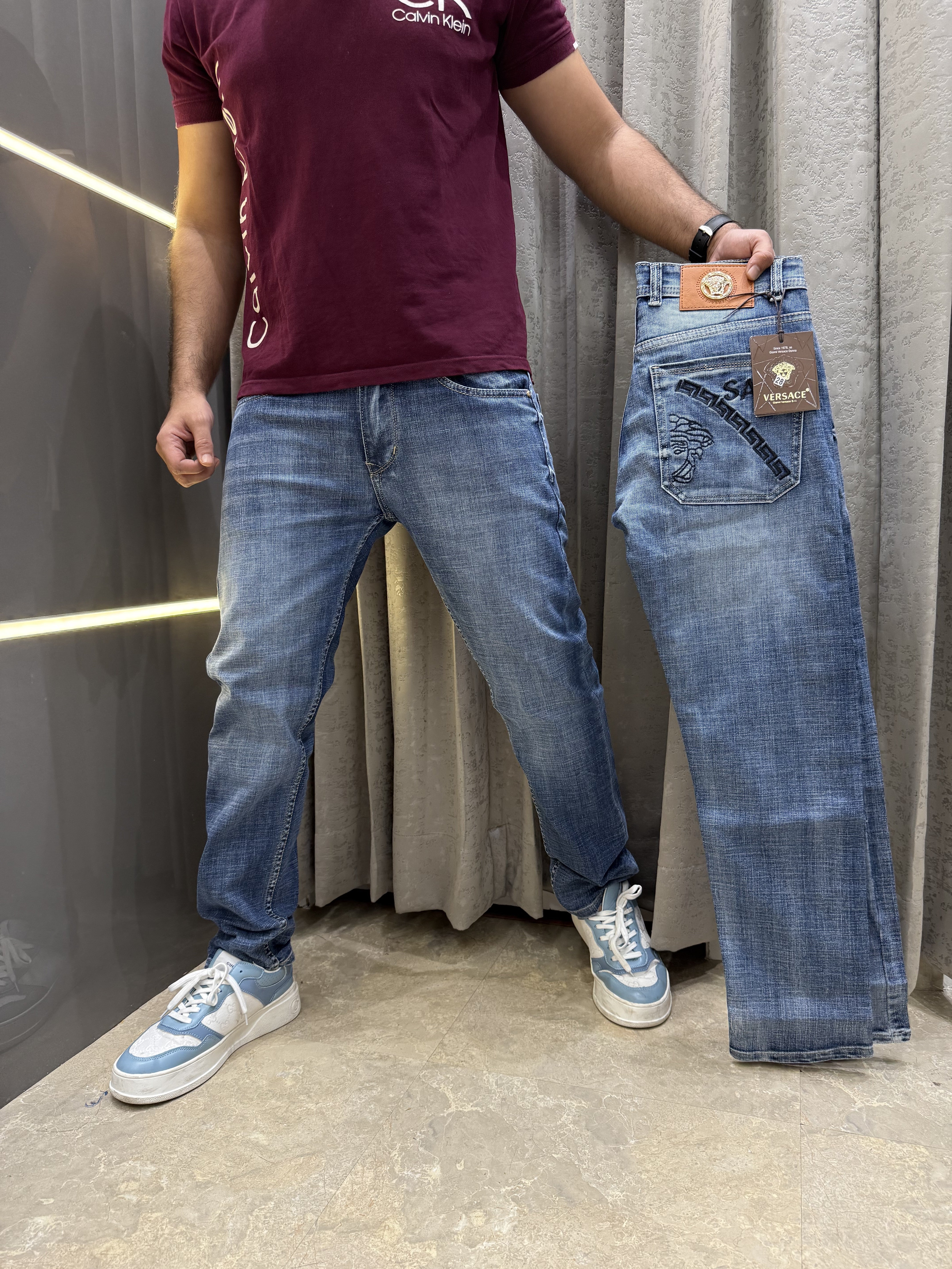 Versace Embroidery Print Premium Denim