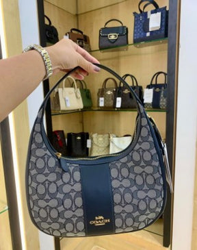 Coach  Carmen  Shoulder  Bag  Blue  Cloth  With  OG  Box  Dust  Bag 6812 12  Blue  Cloth
