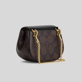 Coach  Morgan  Card  Case  On  A  Chain  In  Signature  Canvas  Brown  Black  CK439  With  OG  Box  &  Dust  Bag