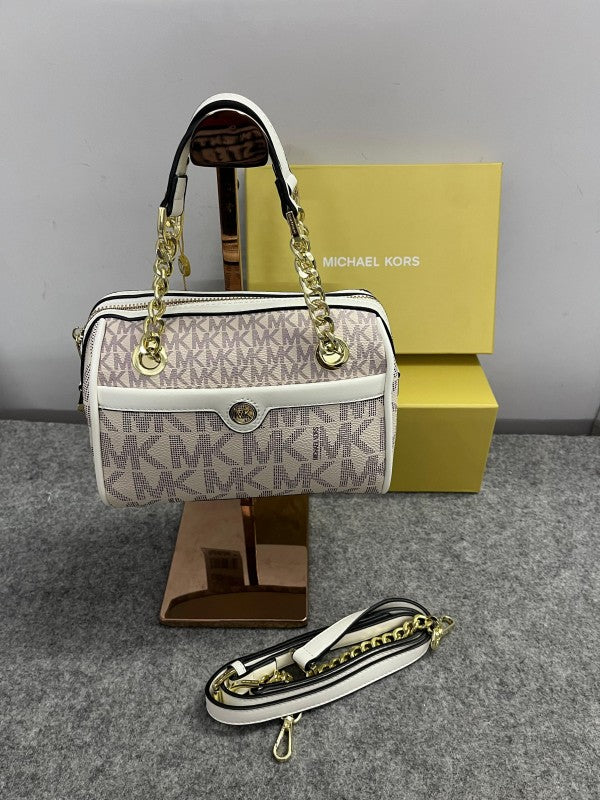 Michael  Kors  Blair  Boston  With  OG  Box  &  Dust  Bag  (22312  Beige  White)