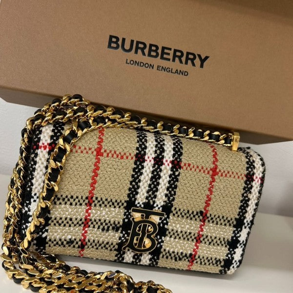 Burberry  Lola  London  Check  Crossbody  Bag  With  OG  Box  &  DustBag  Grid  (8393)