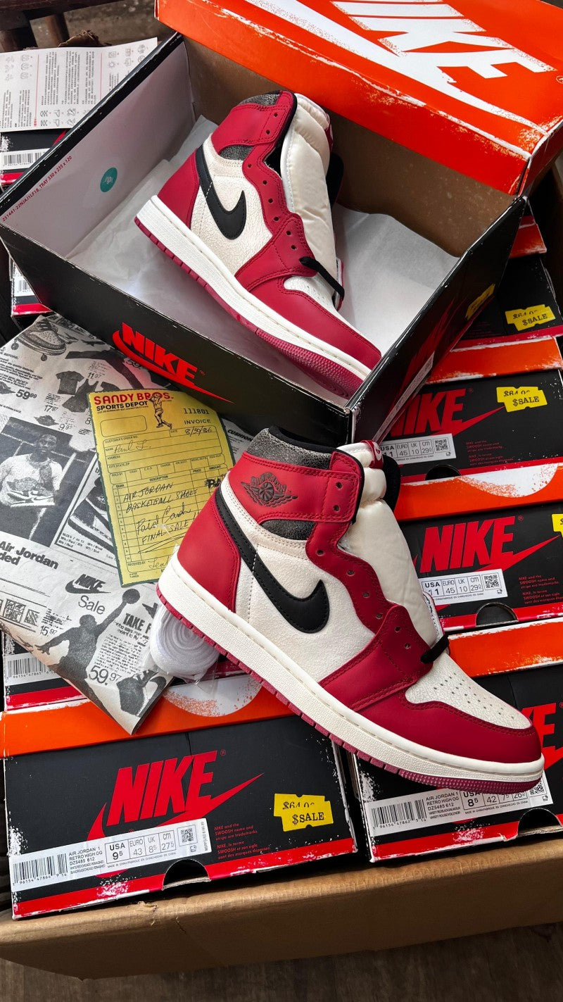 SEMI UA jordan 1 retro high chicago x lost found with sandy bros bill original box powder sole top
