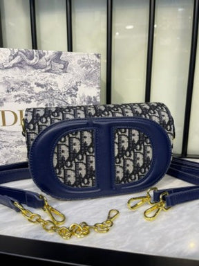 Christian  Dior  Signature  Oval  Camera  Bag  With  OG  Box  &  Dust  Bag  (8288  Blue)