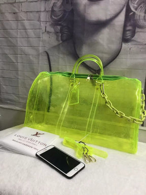 Louis  Vuitton  Keepall  Bandouliere  50  Neon  Transparent  Travel  Duffle  Bag  With  Dust  Bag  (L 810)