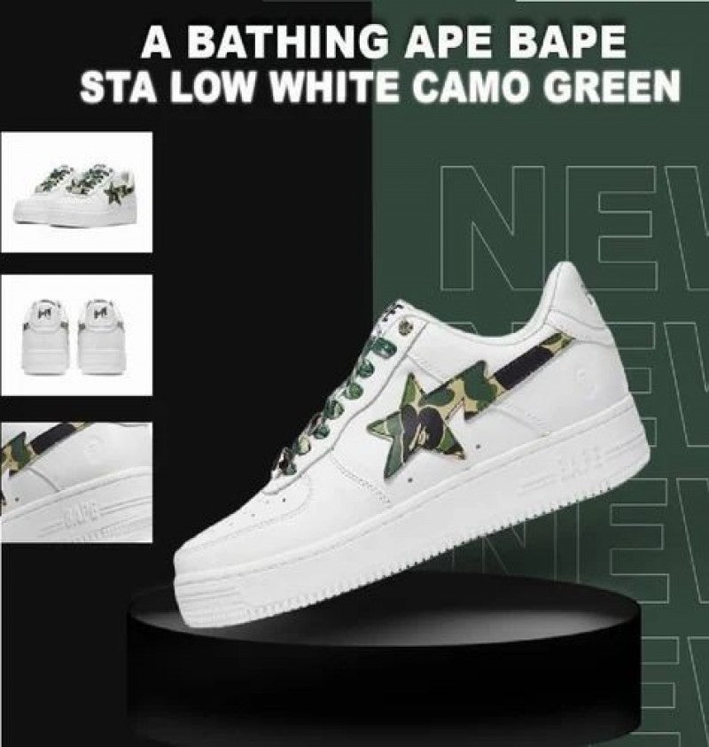 A Bathing Ape Bape STA Low Camo Green