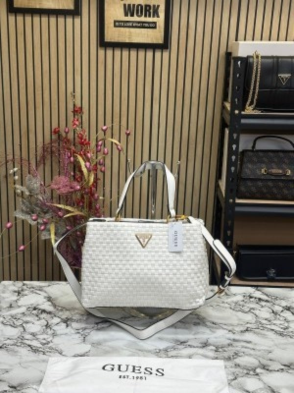 Guess Lisbet Premium Handbag With Dust Bag (White)
