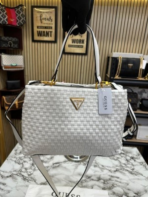 Guess Lisbet Premium Handbag With Dust Bag (White)