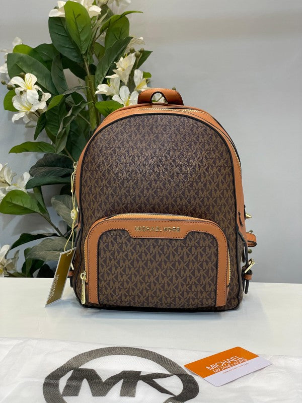 Michael  Kors  Double  Zipper  Backpack  With  Dust  Bag  (22M07 Coffee  Brown)