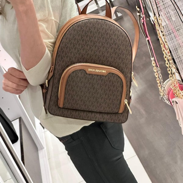 Michael  Kors  Double  Zipper  Backpack  With  Dust  Bag  (22M07 Coffee  Brown)