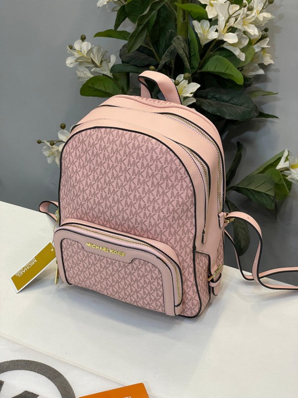 Michael  Kors  Double  Zipper  Backpack  With  Dust  Bag  (22M07 Pink)