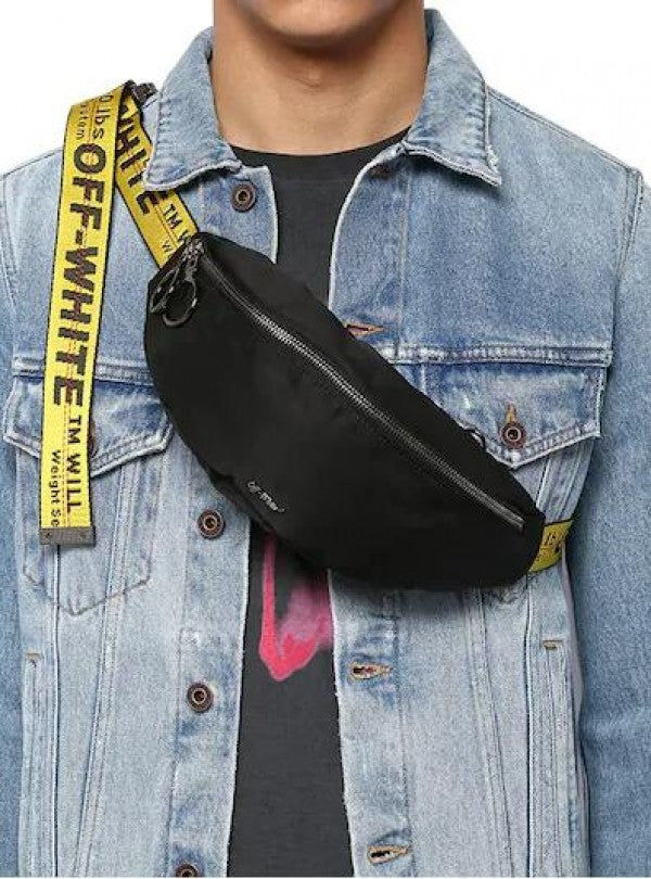 Off White Binder Nylon Waist Fannypack Track Belt Bag With Dust Bag (1955) Black