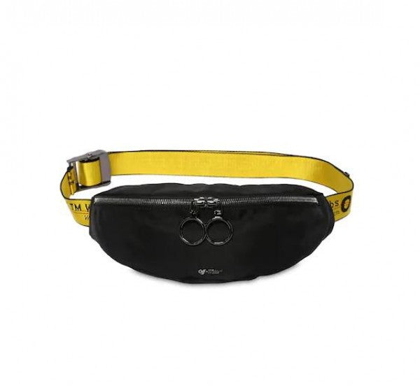 Off White Binder Nylon Waist Fannypack Track Belt Bag With Dust Bag (1955) Black
