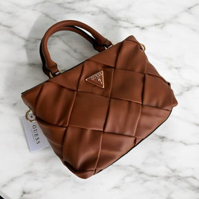 GUESS ZAINA MINI SATCHEL BROWN BAG WITH BOX