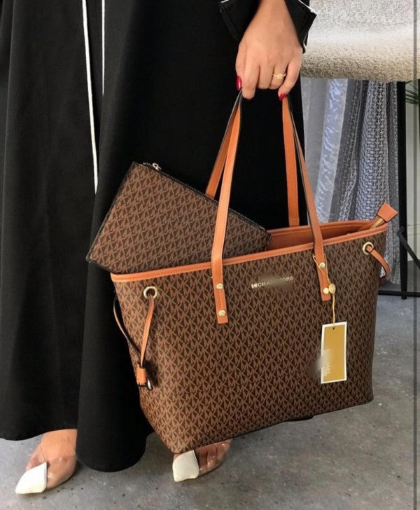 Michael  kors  tote  bag  with  pouch  with  dust  bag(19016 coffe brown)