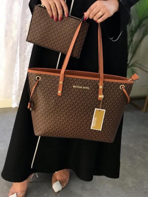 Michael  kors  tote  bag  with  pouch  with  dust  bag(19016 coffe brown)