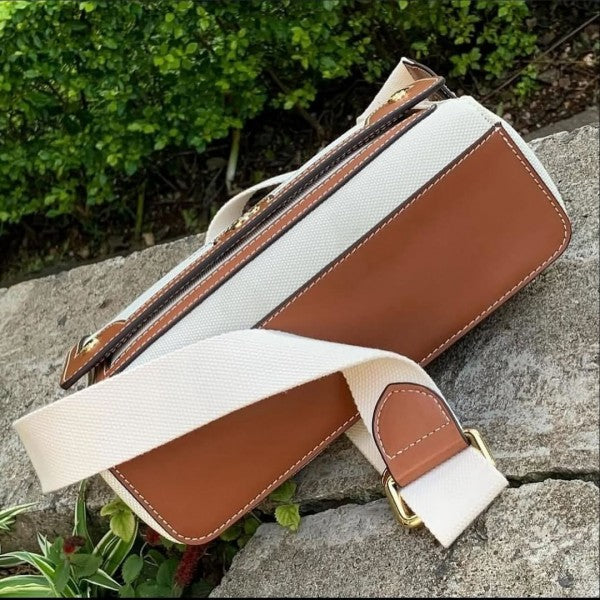 Burberry  Horseferry  Canvas  Leather  Shoulder  Bag  Beige  Brown  With  OG  Box  &  Dust  Bag  1208  White  Canvas