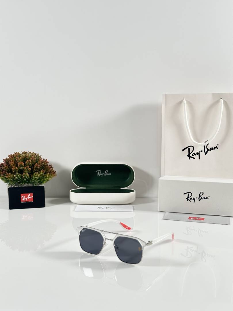 Rayban 04 Ice Black Red Tip