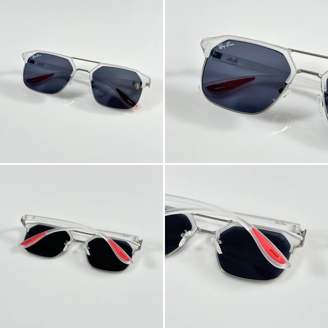 Rayban 04 Ice Black Red Tip