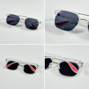 Rayban 04 Ice Black Red Tip