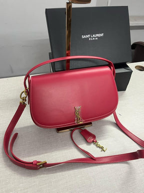 YSL Saint Laurent Voltaire Leather Shoulder Bag With OG Box & Dust Bag (Y168 Plum)