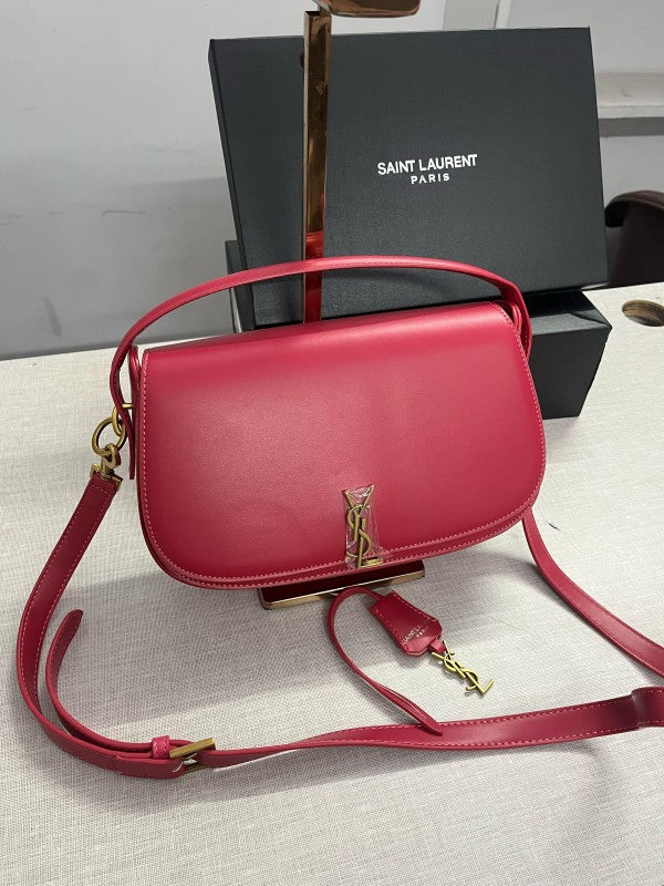 YSL Saint Laurent Voltaire Leather Shoulder Bag With OG Box & Dust Bag (Y168 Plum)