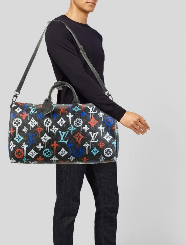 Louis  Vuitton  Keepall  Bandoulire  Duffle  50  LV  Graffiti  Multicolor  With  Dust  Bag  (2023  10)