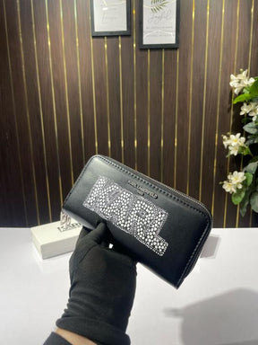 Karl lagerfeld double zipper ladies wallet with box(ks005 black)