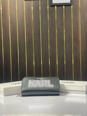 Karl lagerfeld double zipper ladies wallet with box(ks005 black)