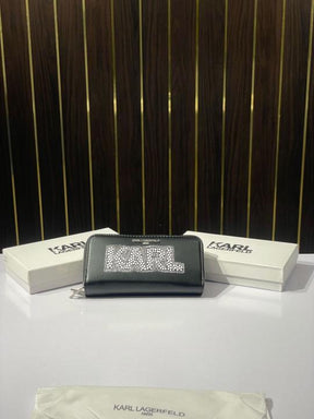 Karl lagerfeld double zipper ladies wallet with box(ks005 black)