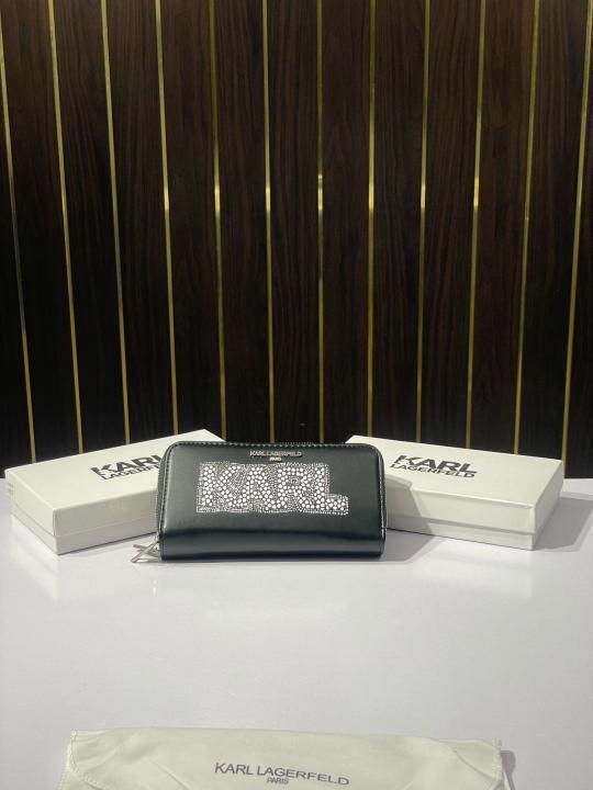 Karl lagerfeld double zipper ladies wallet with box(ks005 black)