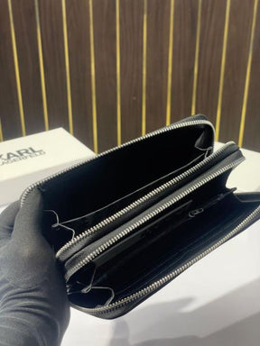 Karl lagerfeld double zipper ladies wallet with box(ks005 black)
