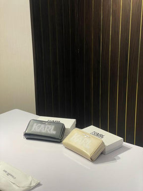 Karl lagerfeld double zipper ladies wallet with box(ks005 black)