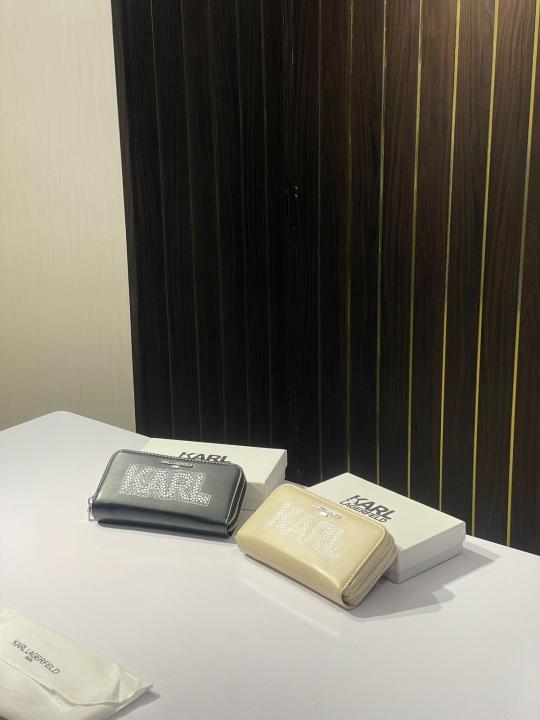 Karl lagerfeld double zipper ladies wallet with box(ks005 black)