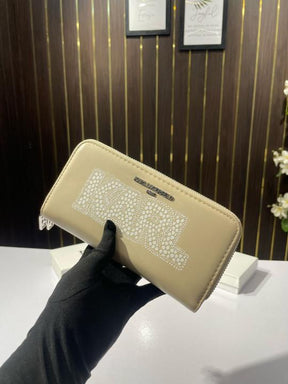 Karl lagerfeld double zipper ladies wallet with box(ks005 apricot)