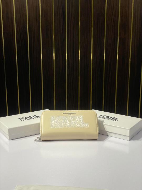 Karl lagerfeld double zipper ladies wallet with box(ks005 apricot)