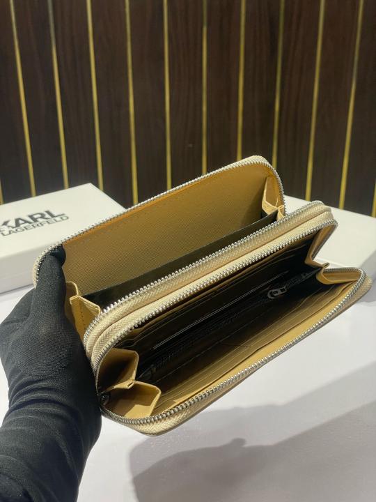 Karl lagerfeld double zipper ladies wallet with box(ks005 apricot)