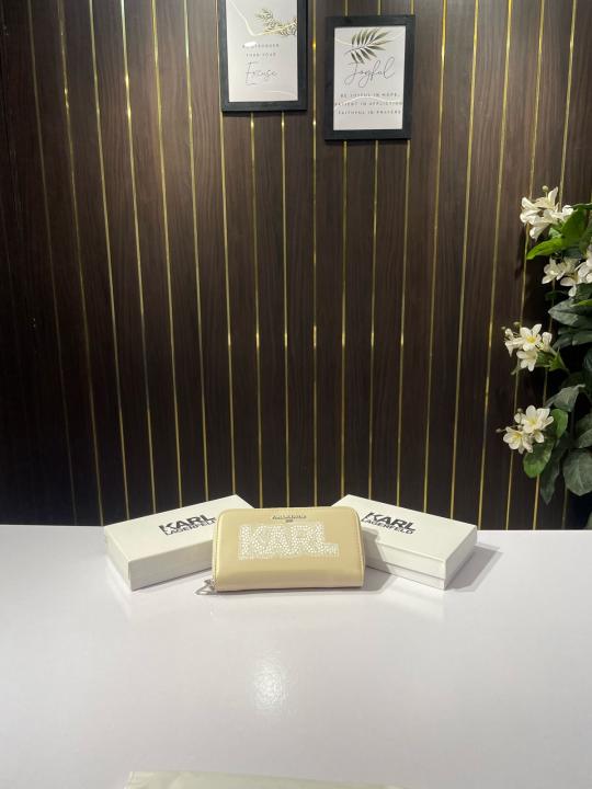 Karl lagerfeld double zipper ladies wallet with box(ks005 apricot)