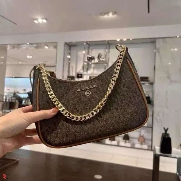 Michael  Kors  MK  Jet  Set  Charm  Small  Logo  Pochette  With  OG  Box  (5575  Coffee  Brown)