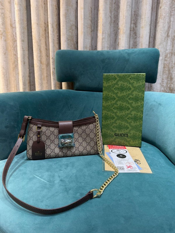 Gucci  Padlock  Brown  &  Khakhi  Small  Shoulder  Bag  With  OG  Box  &  Dust  Bag  88278  Brown  &  Khaki