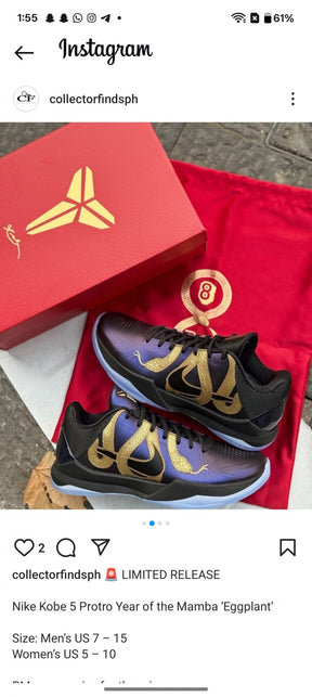 kobe 5 protro year of the mamba eggplant
